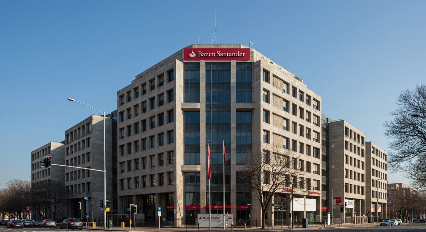 Banco Santander headquarters building on a clear day.