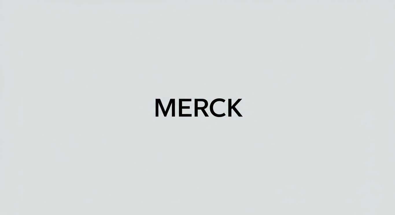 Merck (MRK) company logo on a light gray background.