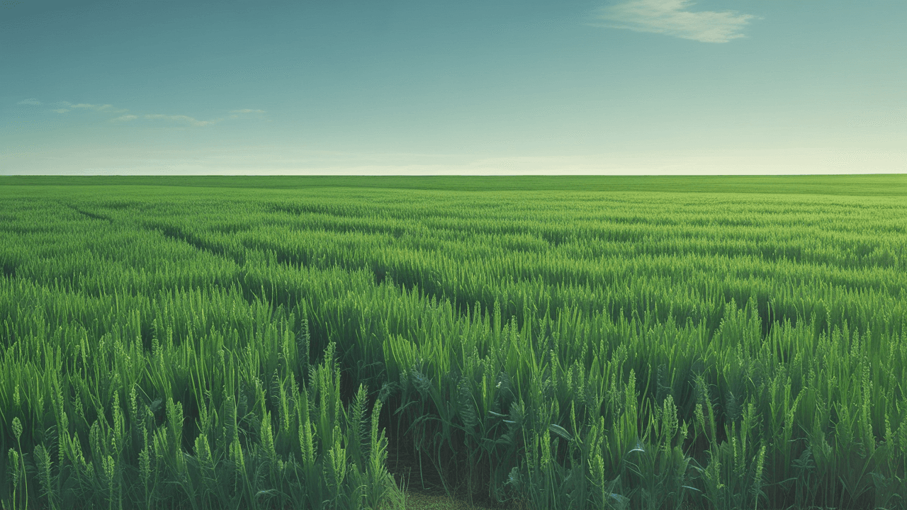 Corteva's Market Impact: A field of vibrant green wheat, symbolizing growth and innovation in agriculture.