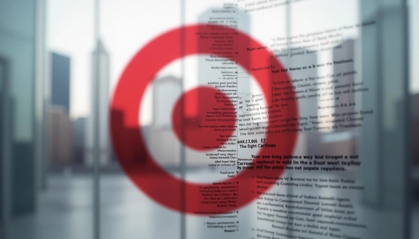 Target bullseye logo partially hidden by legal documents.