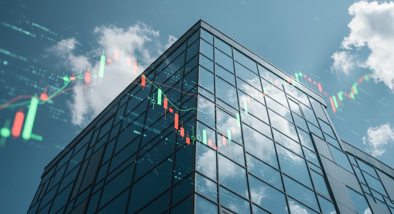 Modern office building with financial data overlay, representing Truist Financial Corporation's market presence.