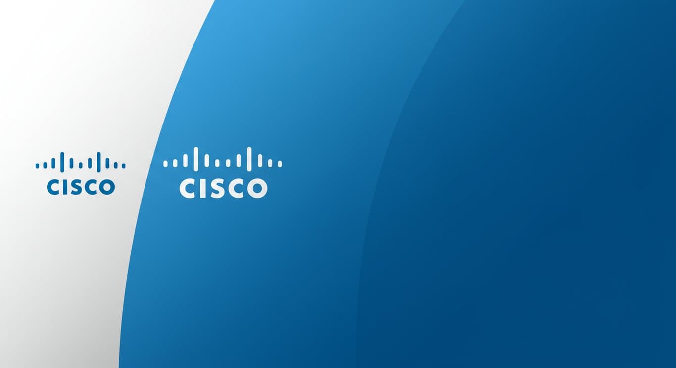 Cisco logo against a blue and white gradient background.