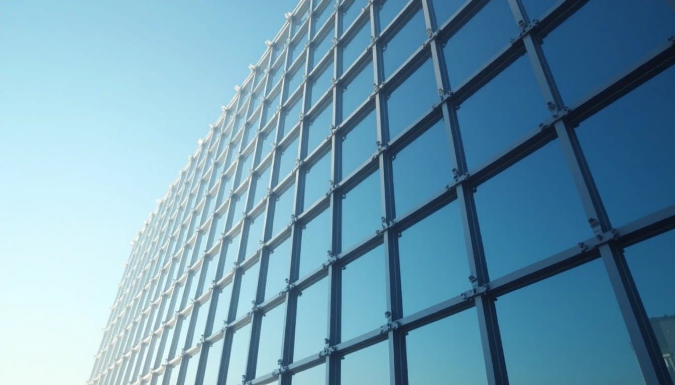 Modern corporate building reflecting the sky.