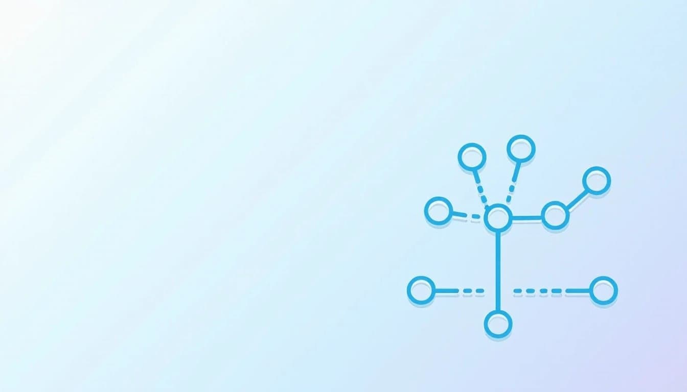 Abstract vector illustration of interconnected data nodes against a gradient background.