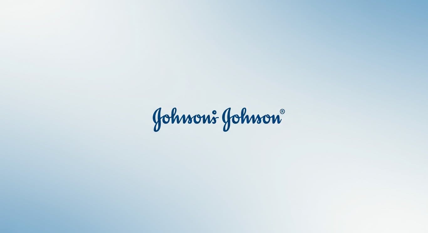 Johnson & Johnson logo on a soft blue gradient background.