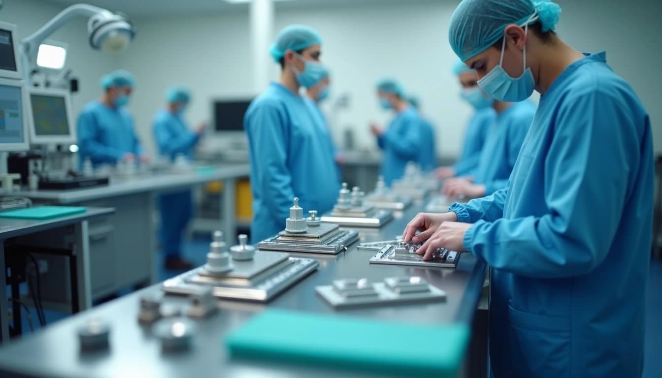 Medical device assembly line showcasing precision and technology.