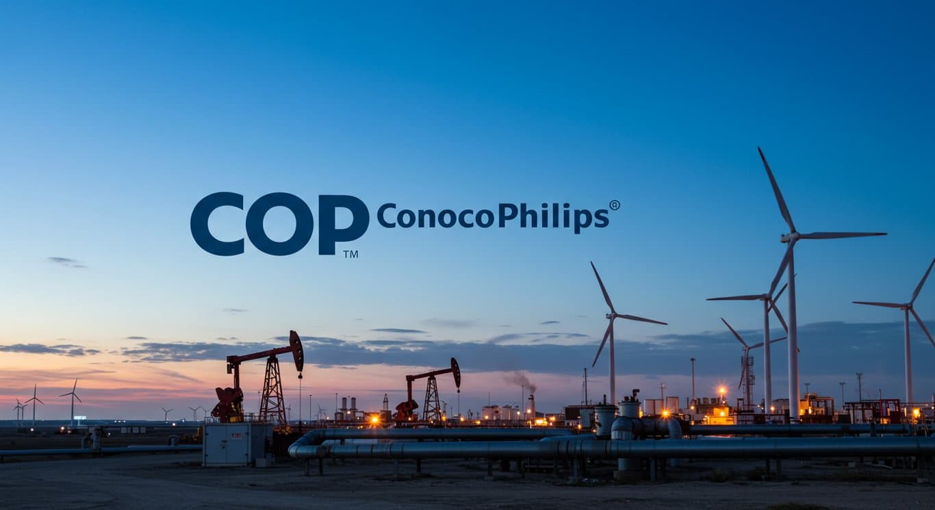 ConocoPhillips (COP) logo against a global energy backdrop.