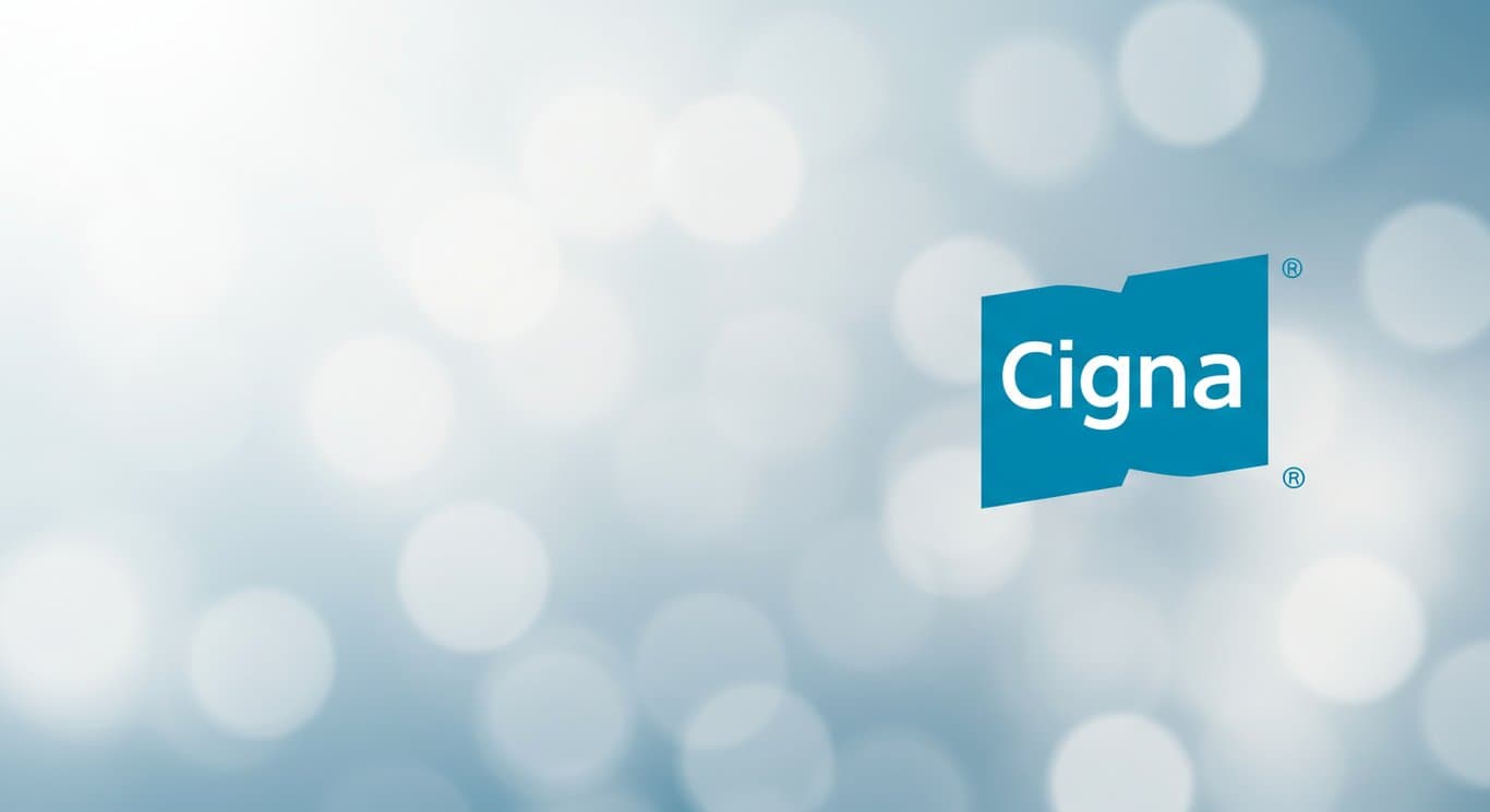 Minimalist Cigna logo on a soft blue gradient background.