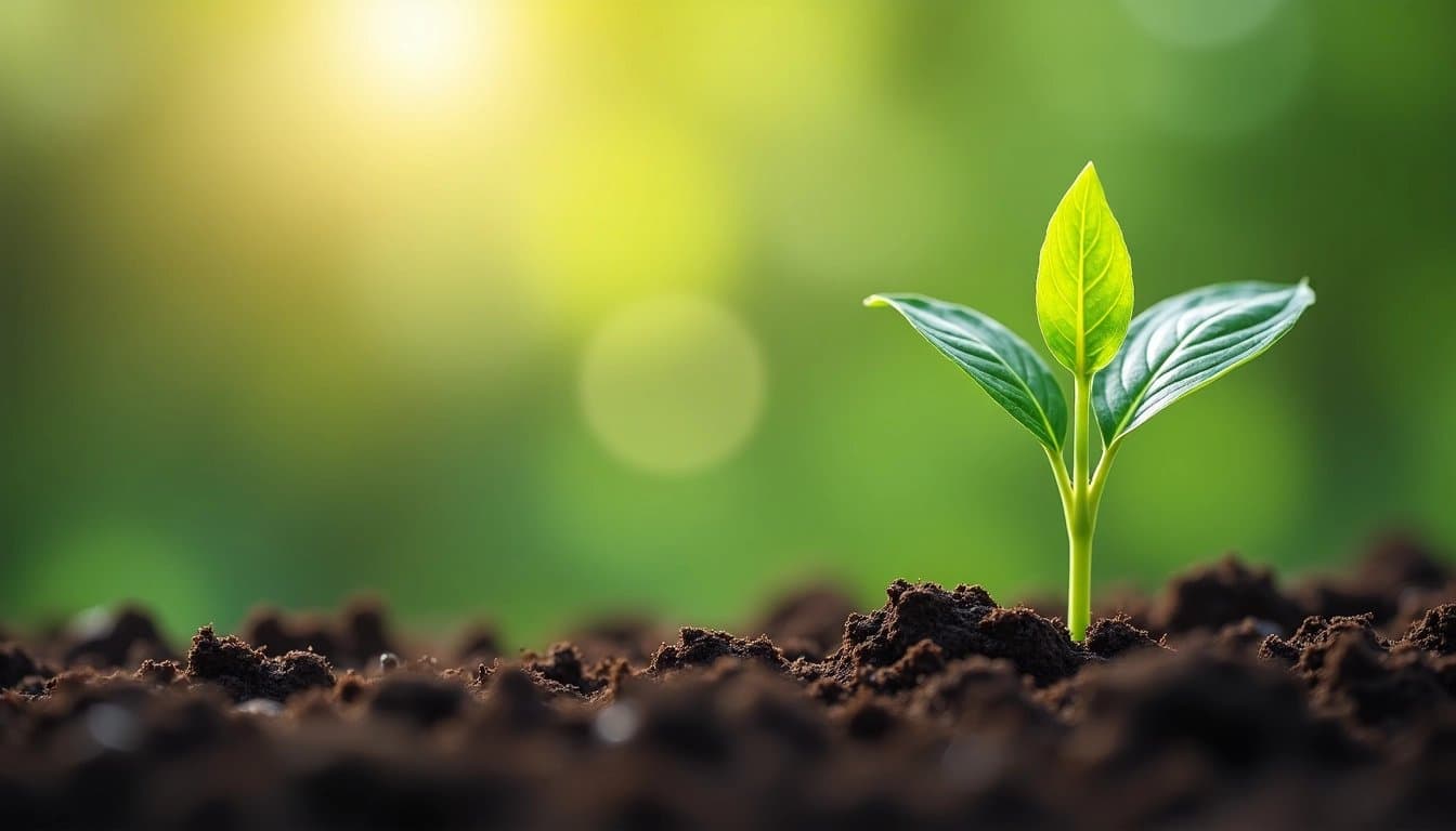 A thriving plant emerging from soil, representing AbbVie's growth and diversification.