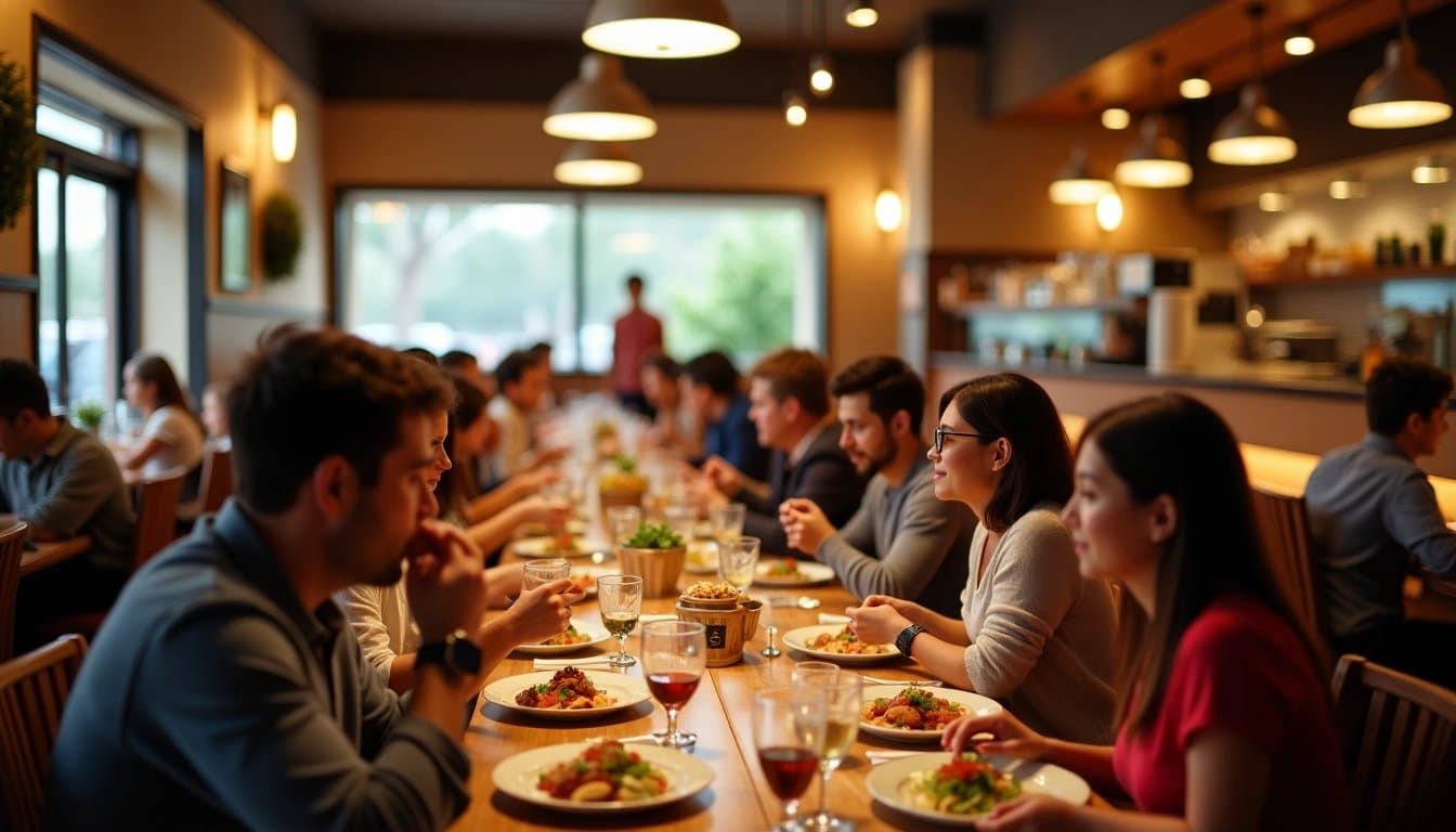 Interior of a busy Olive Garden restaurant with people dining.