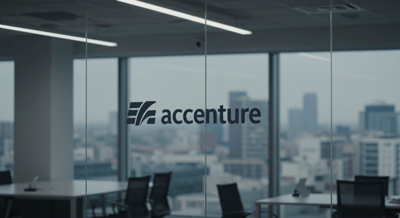 Accenture logo in a modern office setting.