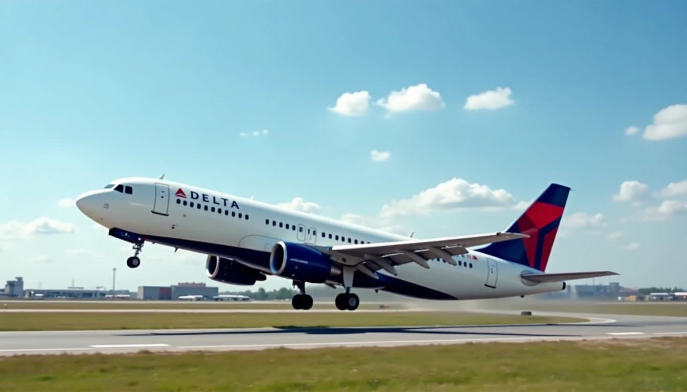 Delta Air Lines plane landing safely.