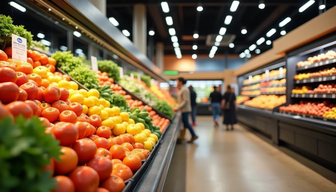 Fresh produce at a Kroger supermarket, highlighting quality and variety.