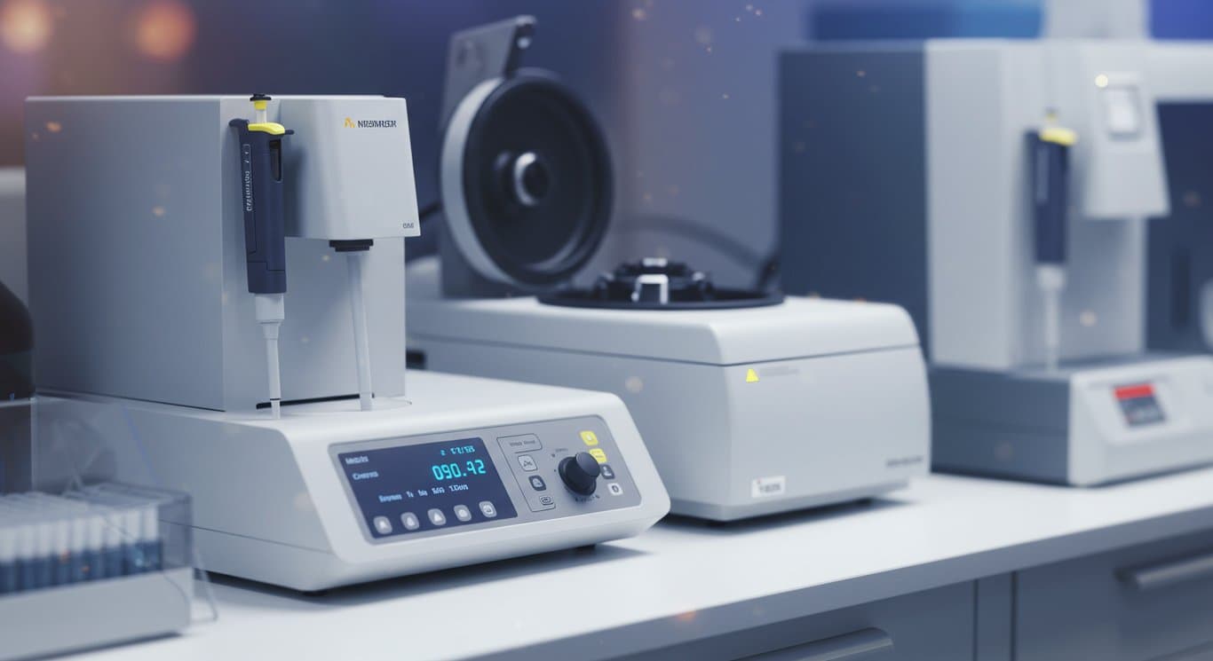 Laboratory equipment on a clean bench.