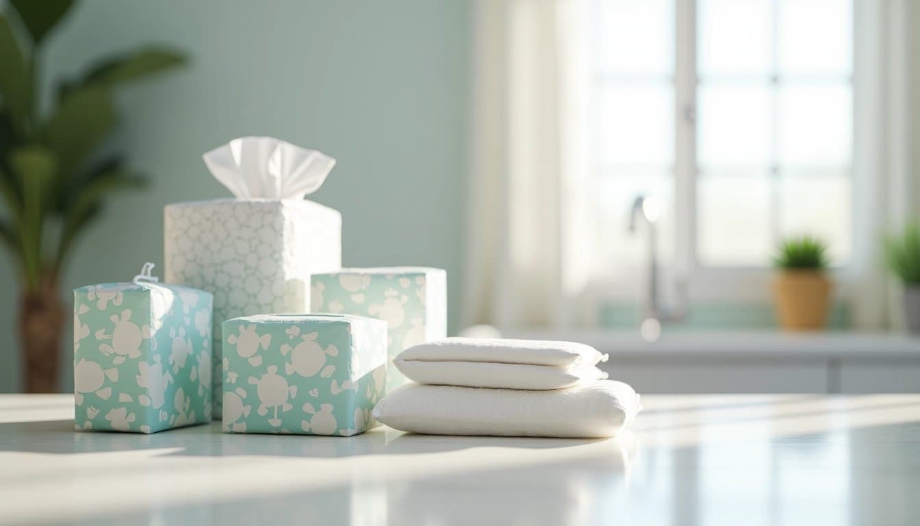 Kimberly-Clark products displayed on a surface in a home setting.