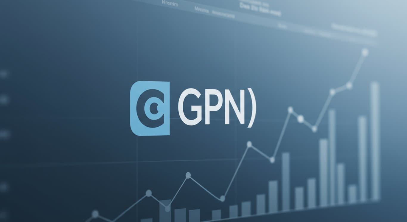 Global Payments (GPN) logo against a background hinting at financial growth.