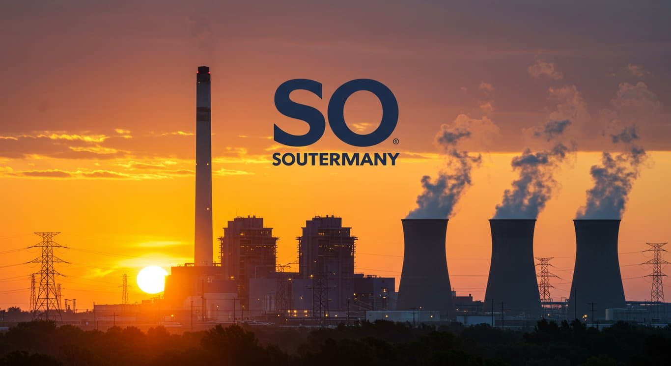 Southern Company logo with a sunrise-lit power plant in the background.