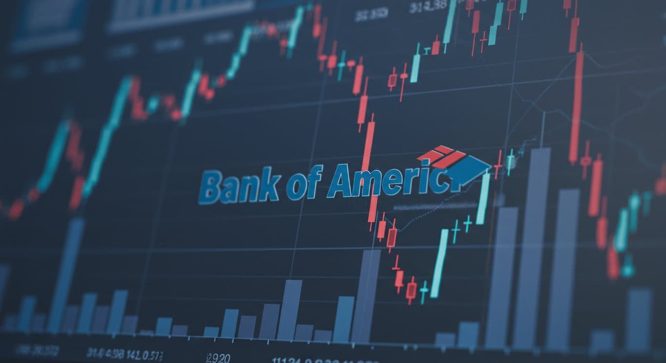 Bank of America logo displayed against a financial backdrop.