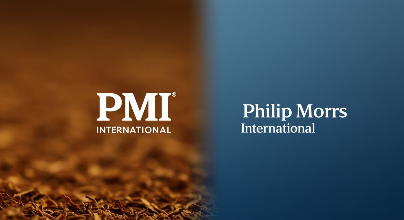 Philip Morris International logo against a gradient background, representing the company's transformation.