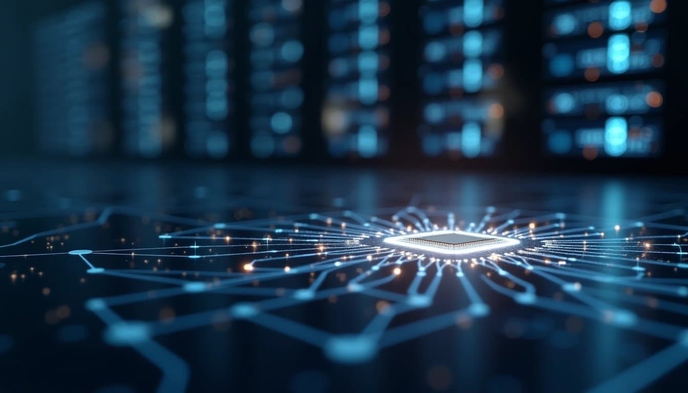 Abstract image of a circuit board representing Oracle's technology and data infrastructure.