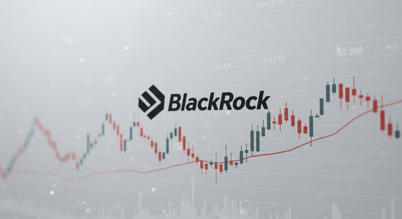 BlackRock logo displayed against a subtle financial data stream background.