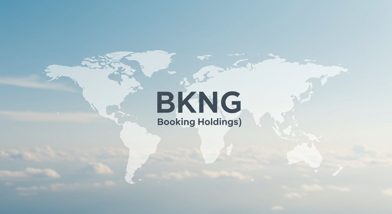 Booking Holdings (BKNG) logo over a stylized world map, symbolizing global travel and the company's reach.