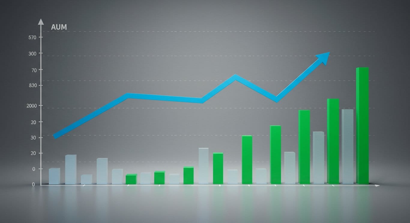 Stylized graph showing AUM decline and dividend payouts for Franklin Resources.