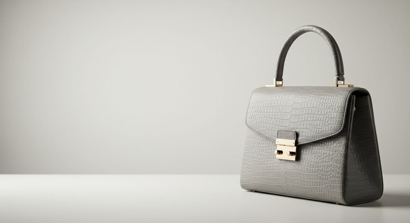 Luxury handbag on a minimalist background.