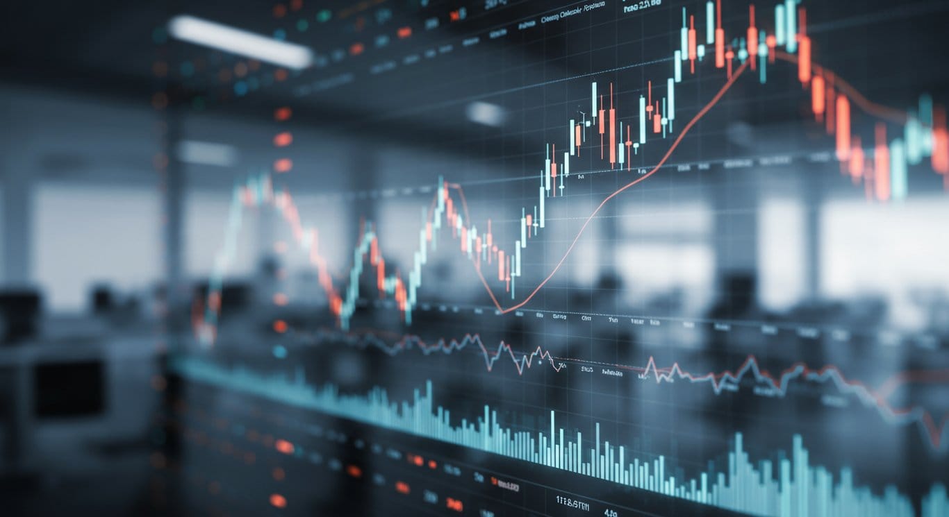 Image of a stock market data board displaying financial information.