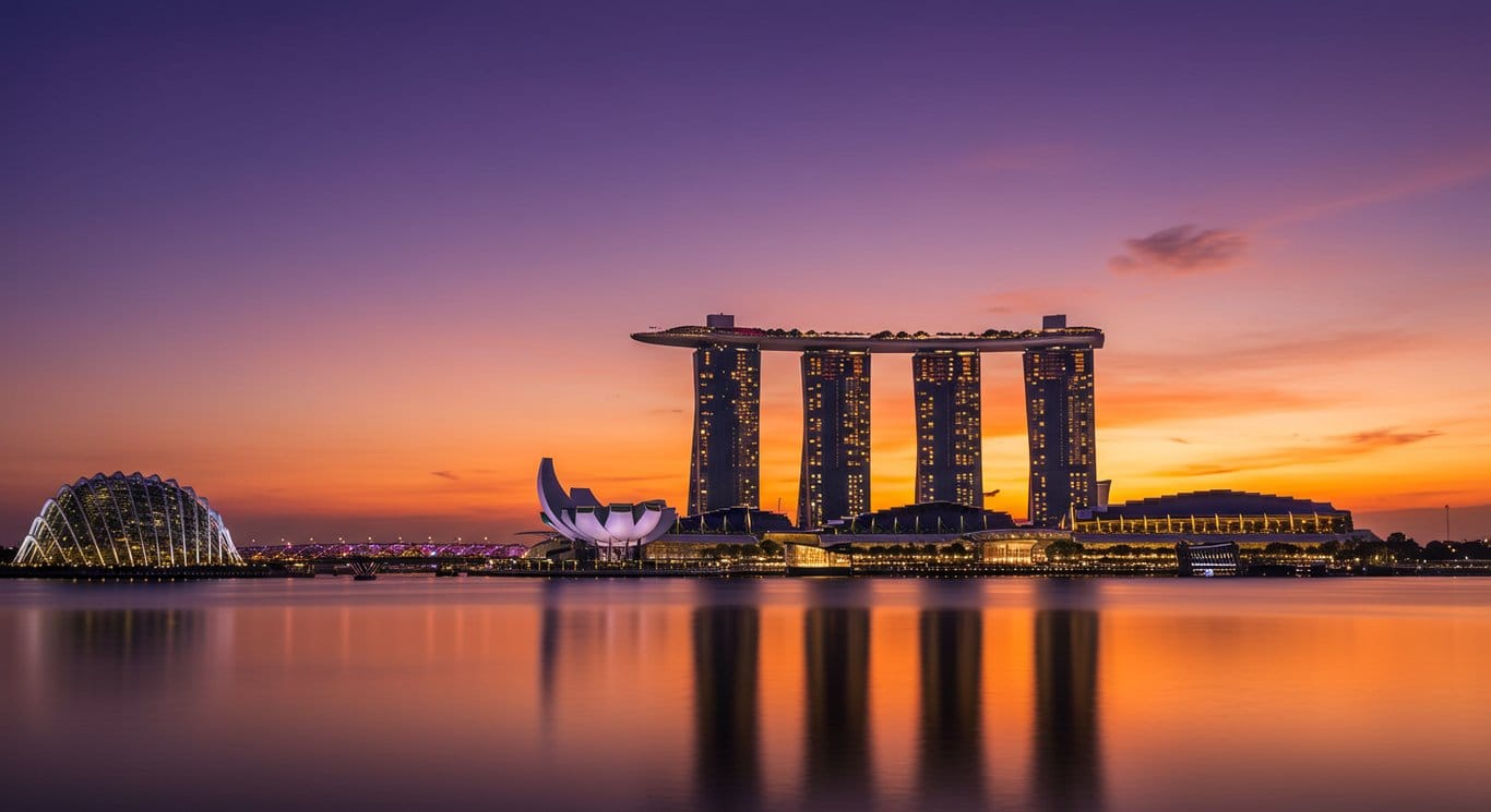 Marina Bay Sands hotel at dusk, Singapore.