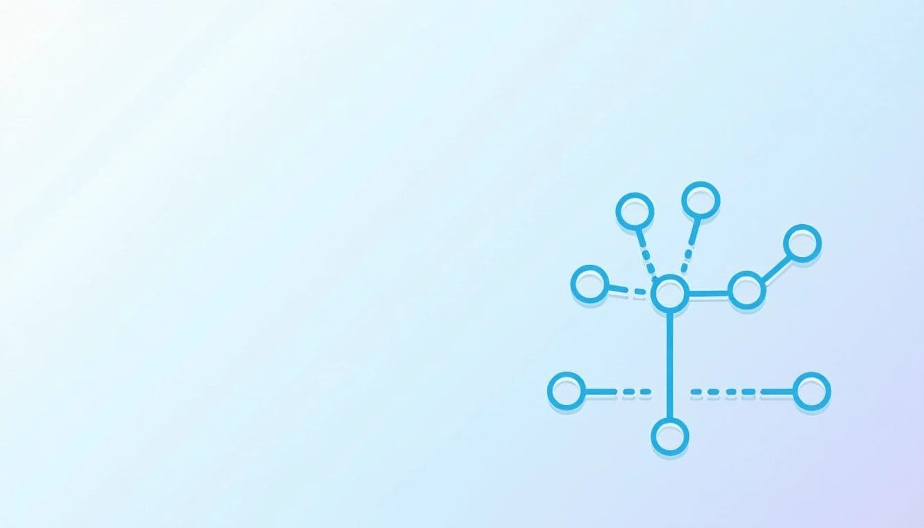 Abstract vector illustration of interconnected data nodes against a gradient background.