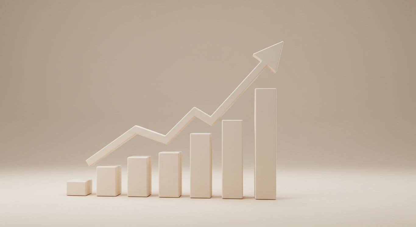 Stylized upward-trending graph symbolizing financial growth.