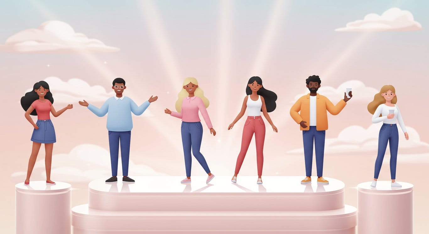 Diverse avatars on a vibrant platform representing Roblox's user base.