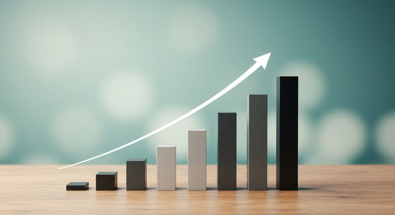 Ascending bar graphs illustrating financial growth against a soft, blurred background.