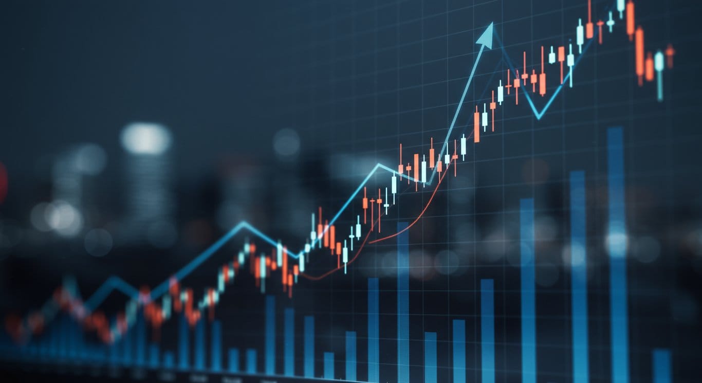 Financial chart showing an upward trend, symbolizing company growth.