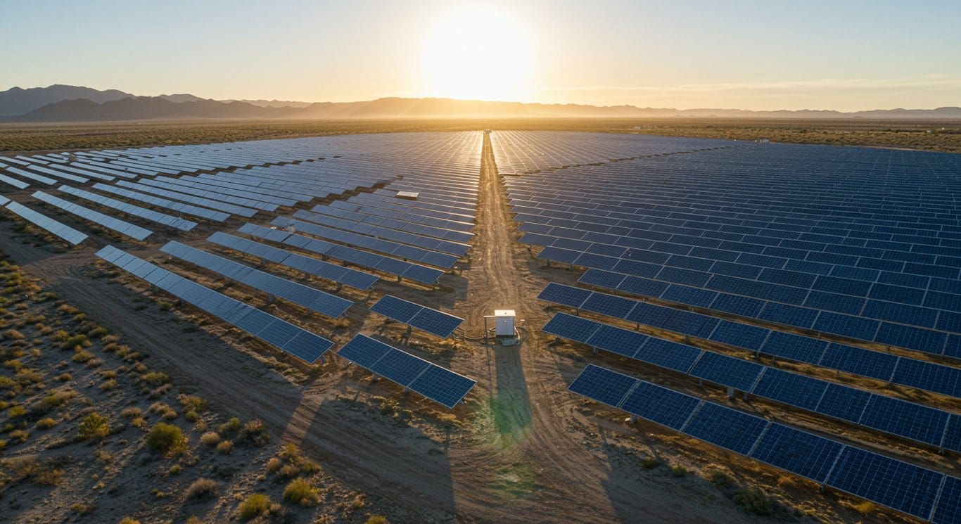 Solar panel farm in the desert.