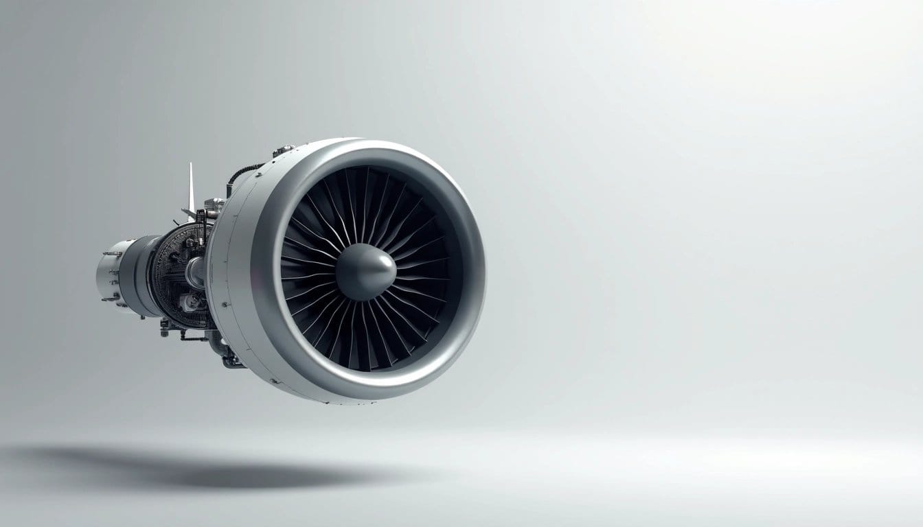 Photorealistic image of a modern jet engine.