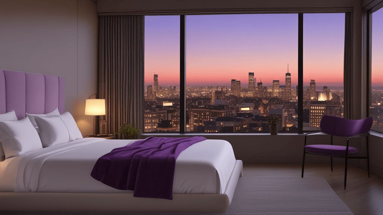 Luxury hotel room with city view. Marriott International.