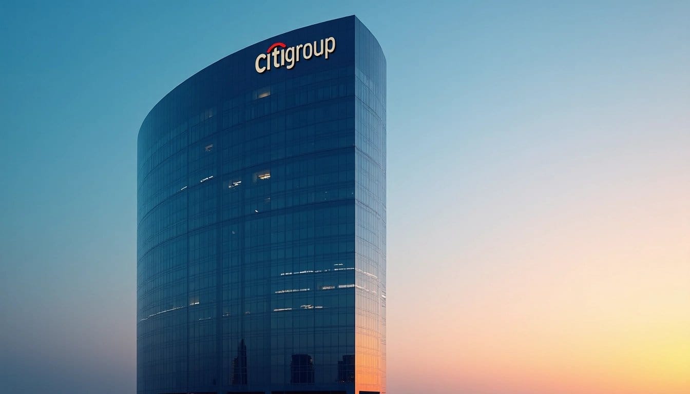 Modern skyscraper at sunset, representing Citigroup's financial strength and global presence.