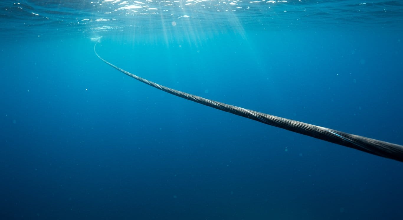 Undersea cable on the ocean floor.