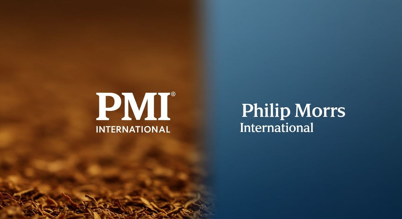 Philip Morris International logo against a gradient background, representing the company's transformation.