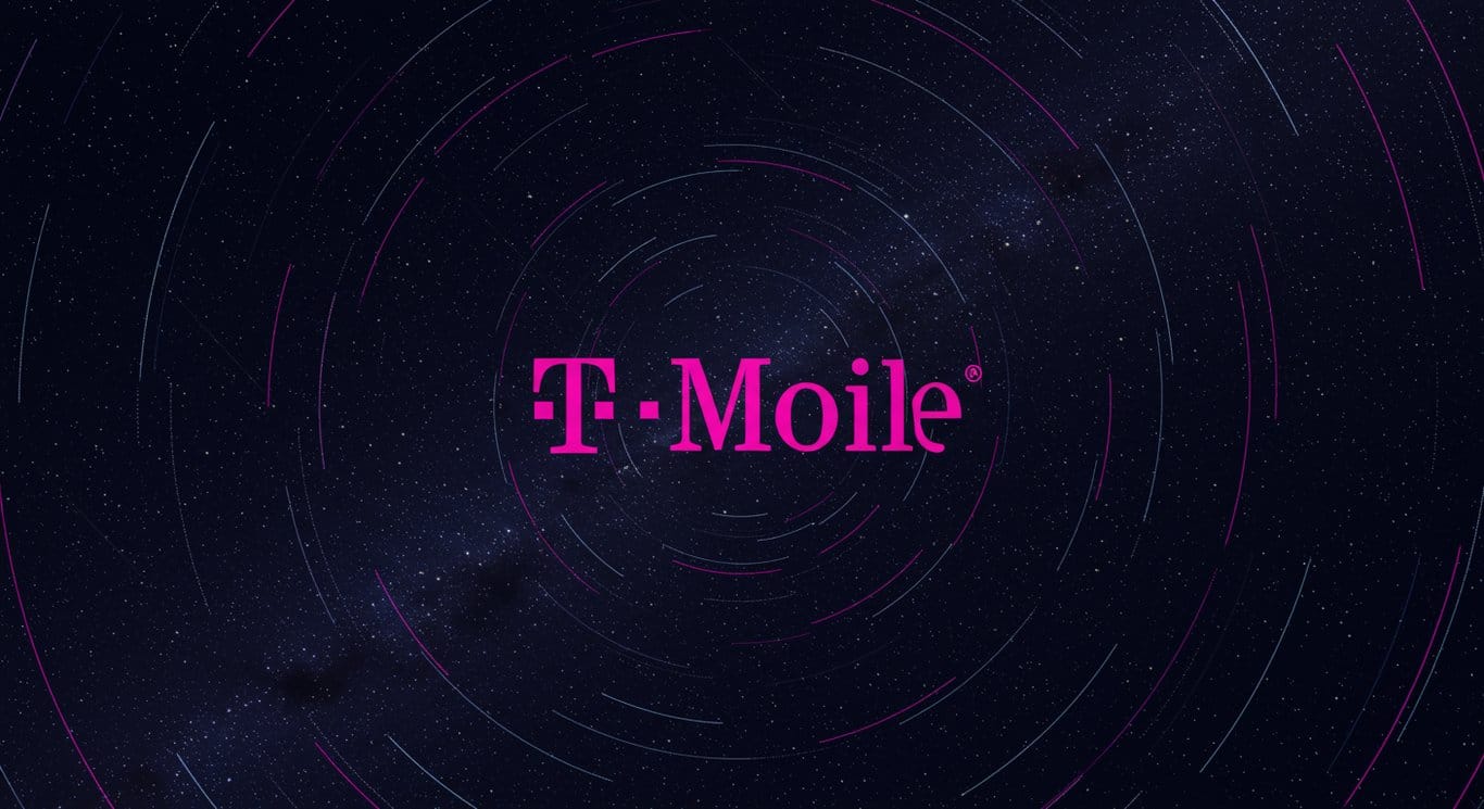 T-Mobile logo in a star-filled night sky, representing connectivity via satellite.