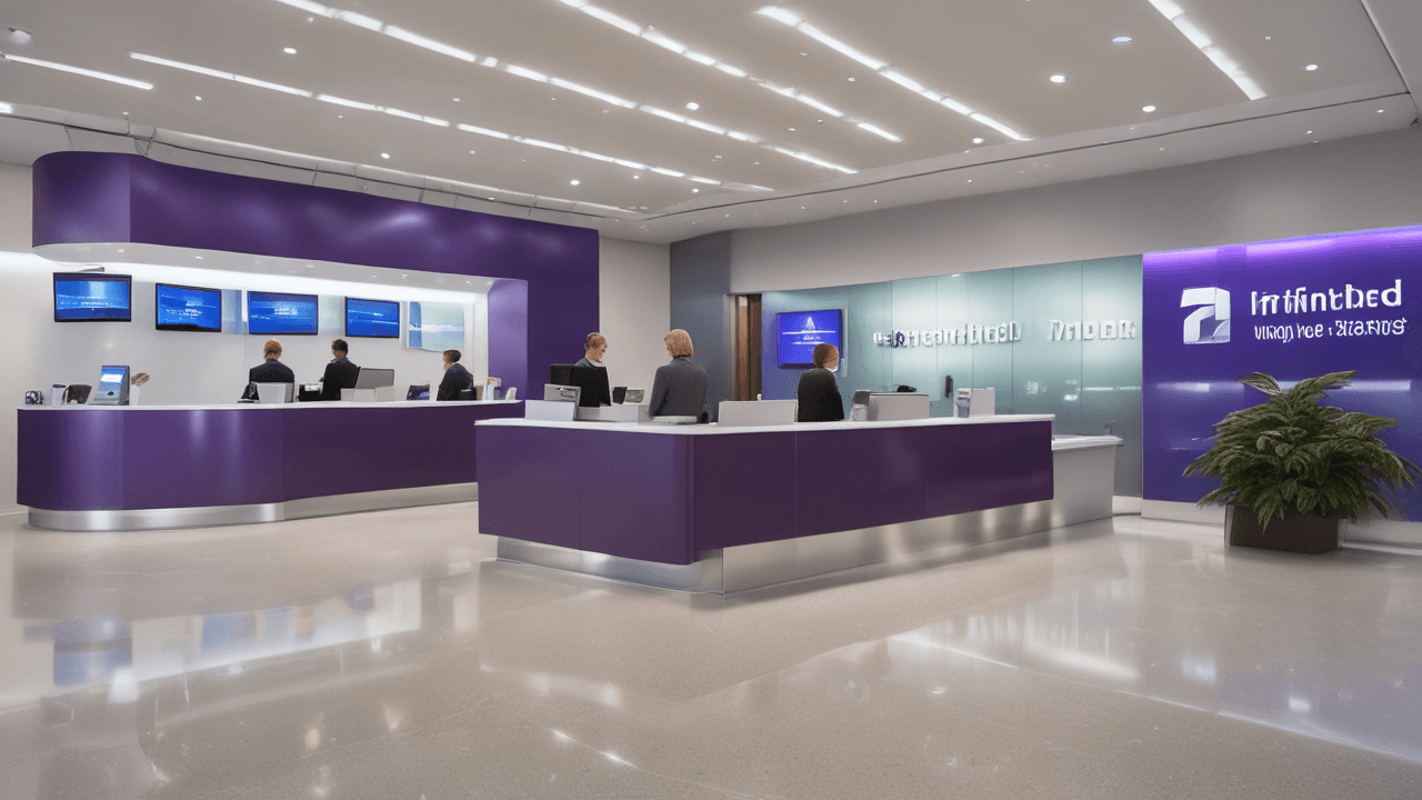 Fifth Third Bank strategic expansion, community investment, and ethical practices impacting investors; branch interior, purple accents.